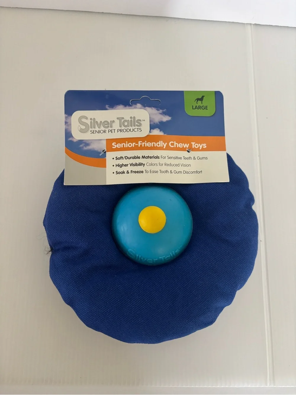 Senior-Friendly Blue Dog Chew Toy - Large